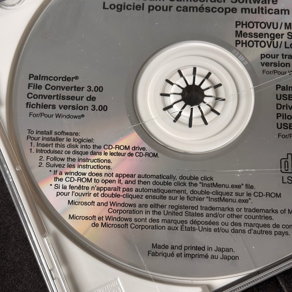 Panasonic Digital Palmcorder MultiCam Camcorder Software LSFT0491 CD Sealed