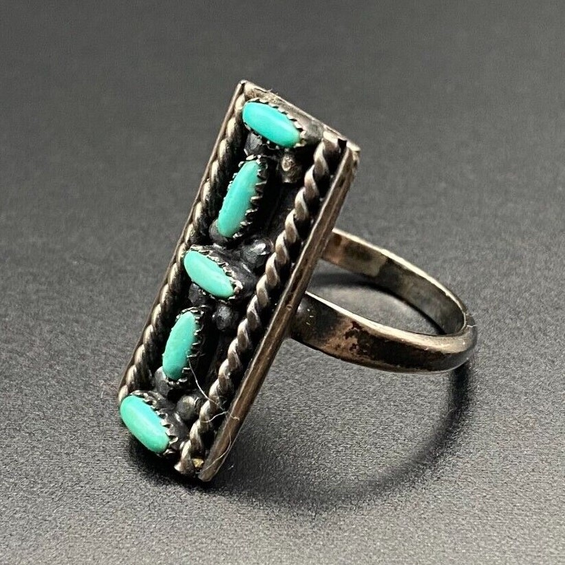 Vintage Navajo Native Turquoise Silver Ring Size 6