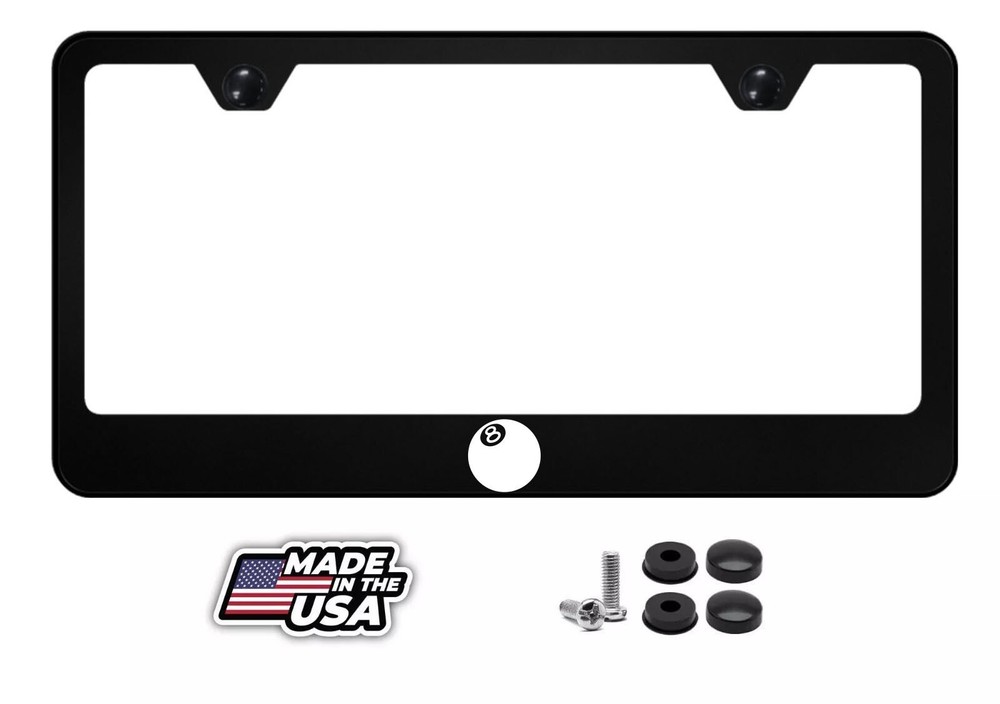 STUSSY Black Metal License Plate Frame | 8 Ball | Premium Flashy Rich Class USA
