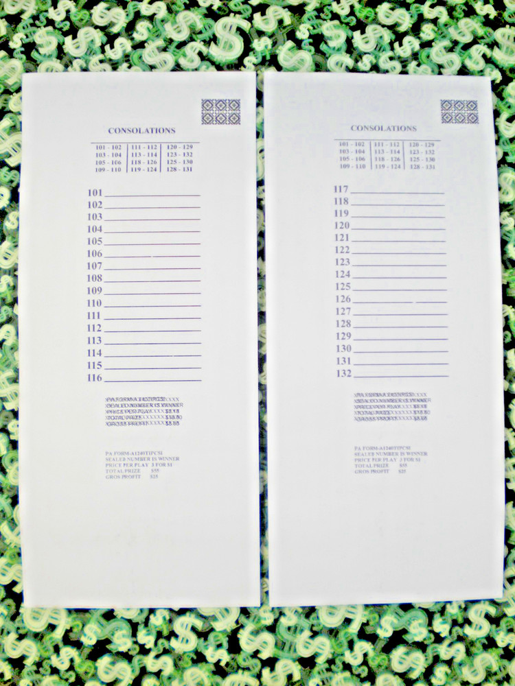 2 Lot ~ 240 3Ticket @ $1 REGULAR "NOT Sure" TIPBOARD {101-132} PullTab JarTicket