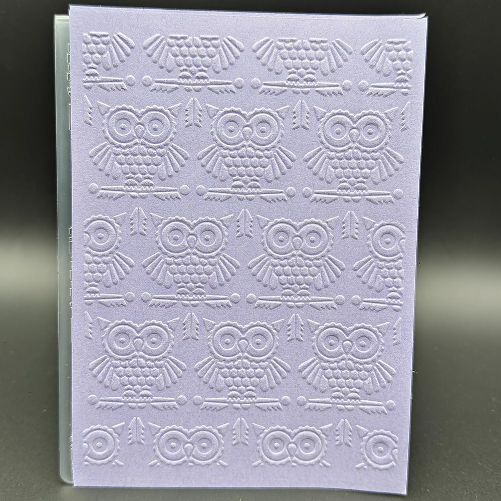Plastic Embossing Folder A6 Size Owls Pattern Paper Crafts Plastic Textured Impr