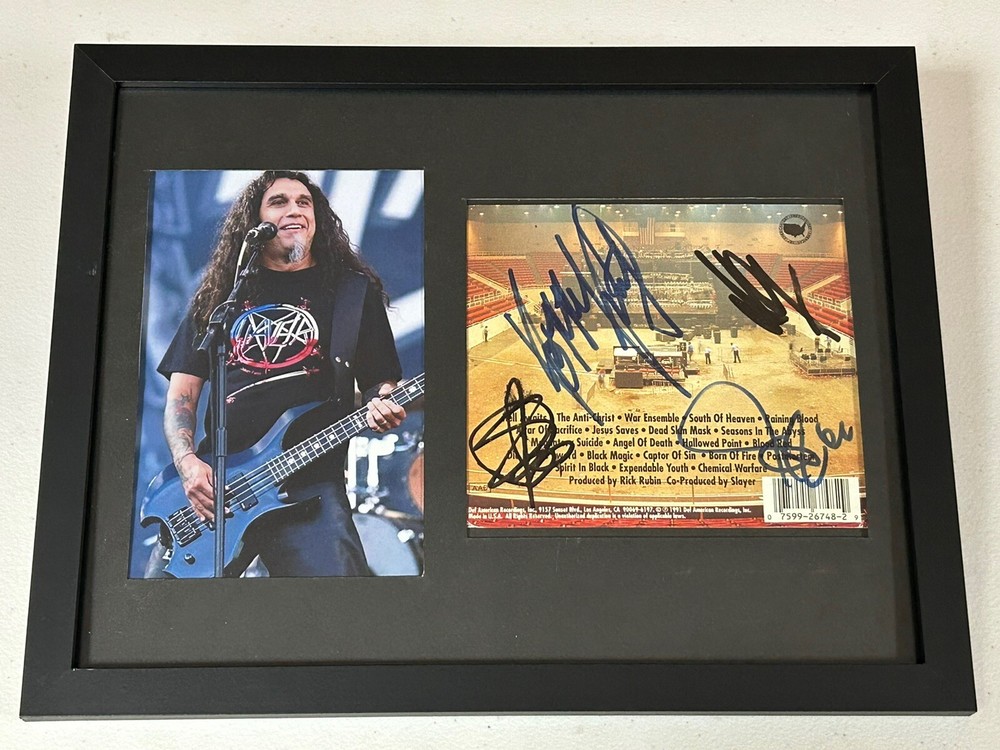 SLAYER AUTOGRAPHED SIGNED FRAMED AGGRESSION CD COVER WITH JSA COA # YY80256