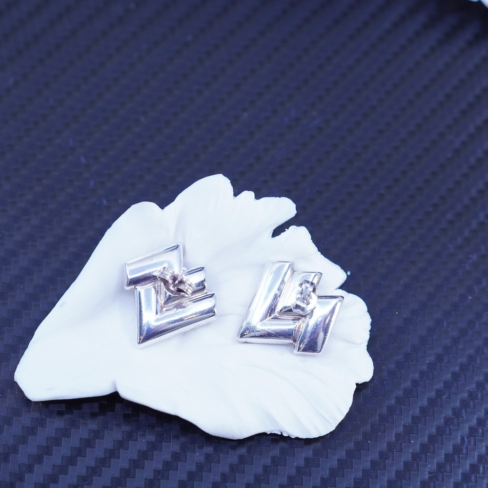 Vintage modern sterling silver 925 zigzag studs earrings
