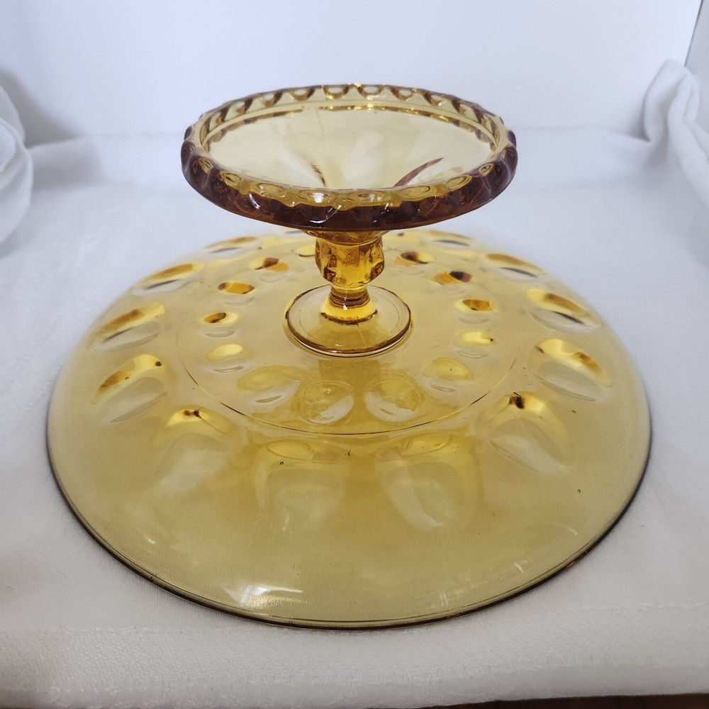 VINTAGE AMBER THUMBPRINT CAKE STAND