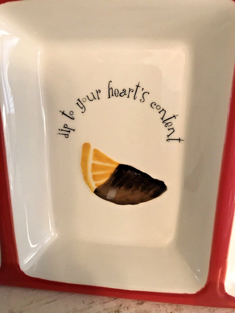 Oneida Ceramic Chocolate Dipped 4 Section Server 18" X 6" Tray