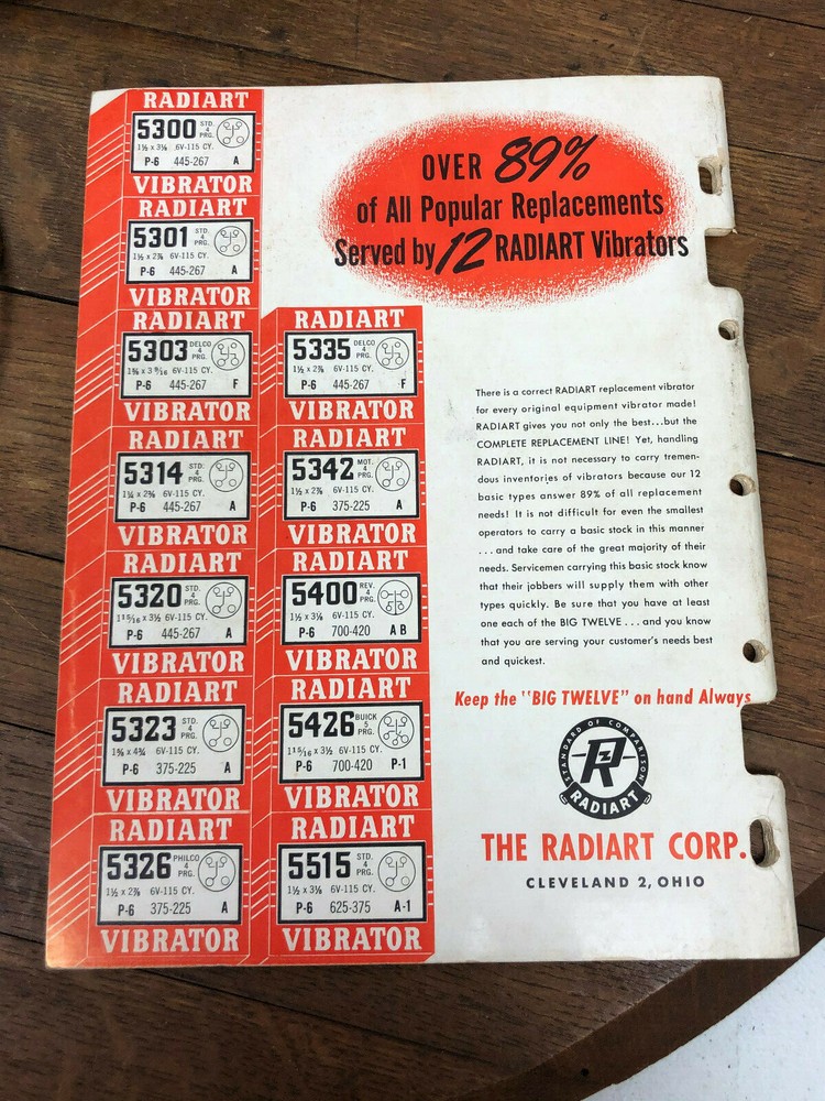 Vintage 1950 Radiart Vibrators Replacement Guide