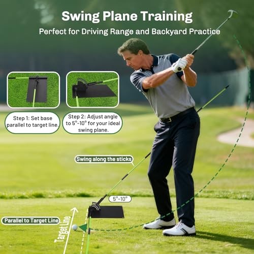 Upgraded Golf Alignment Stick Holder with Anti-Tip Base, Golf Swing Plane