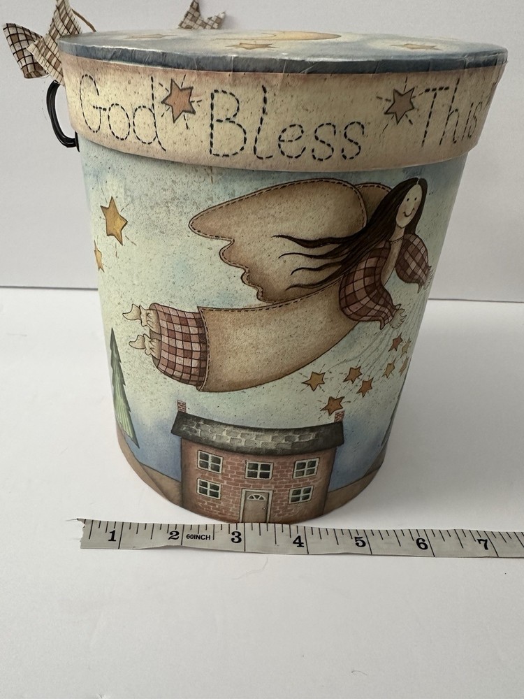 3 NESTING BOXES God Bless This Home Primitive Gift Angel
