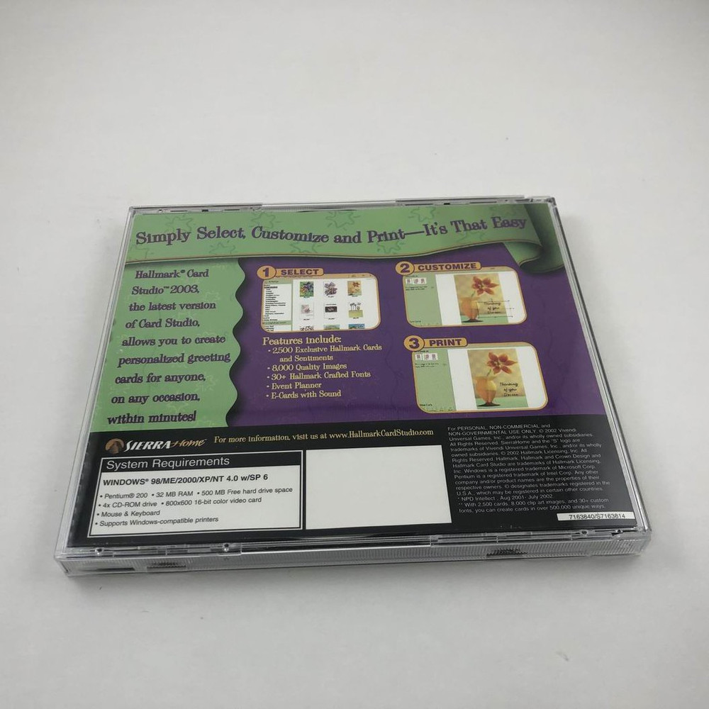 HALLMARK CARD STUDIO 2003 For WIN 98/2000/XP CD-ROM