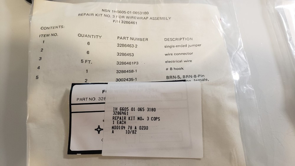 (2) LOCKHEED MARTIN KIT-WIRE WRAP ASSY 3286461 6605-01-065-3180