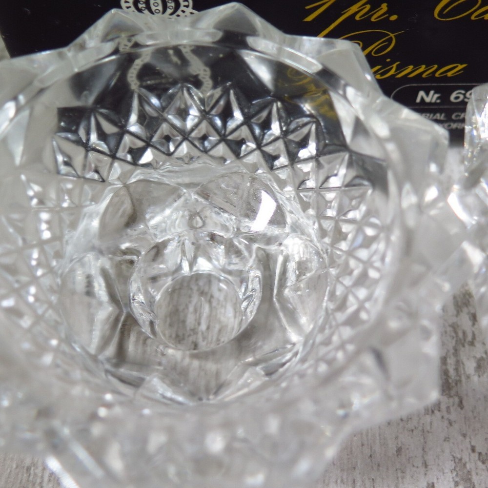 Prisma Design Imperlux 24% Lead Crystal Clear Class Candle Stick Holders