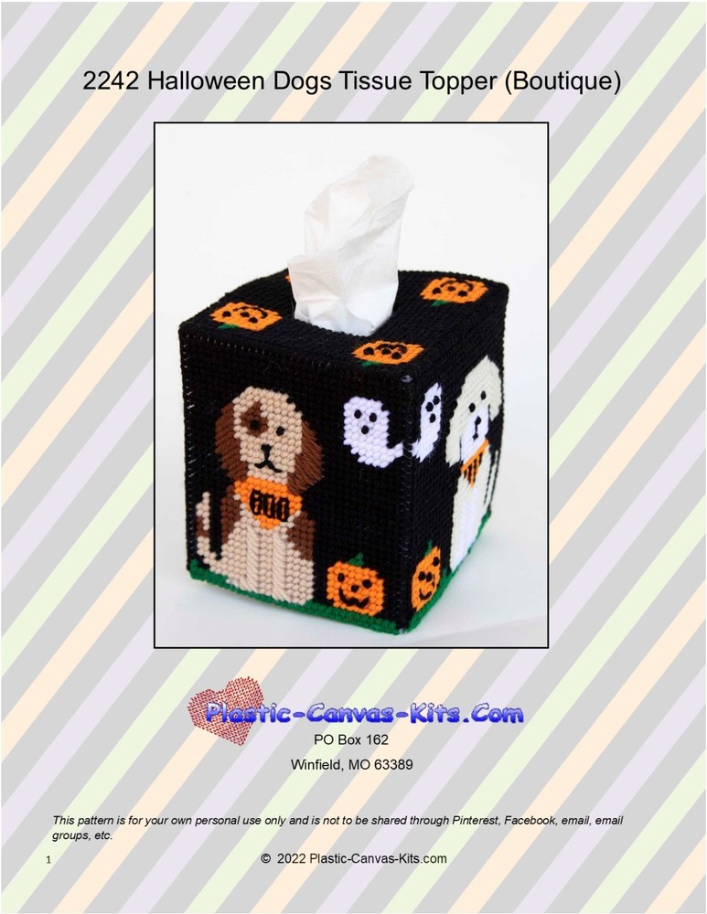 Halloween Dogs Tissue Topper- Plastic Canvas Pattern or Kit