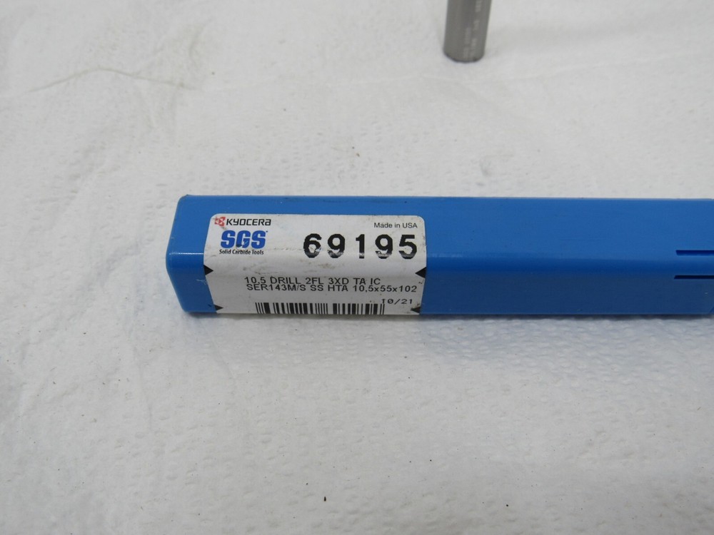 Kyocera Solid Carbide Tools 69195 Carbide Drill Bit 2 Flute 3XD