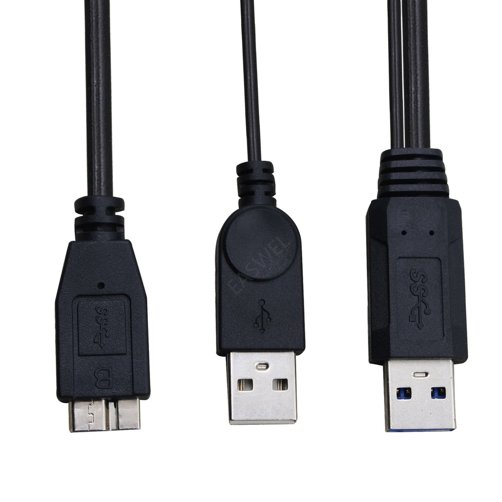Dual USB 3.0 M to M Y Cable for Seagate External Hard Drive Disk
