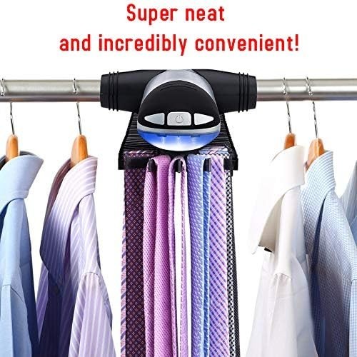 Space-Saving Motorized Closet Organizer for 72 Ties & 8 Belts - LED Included