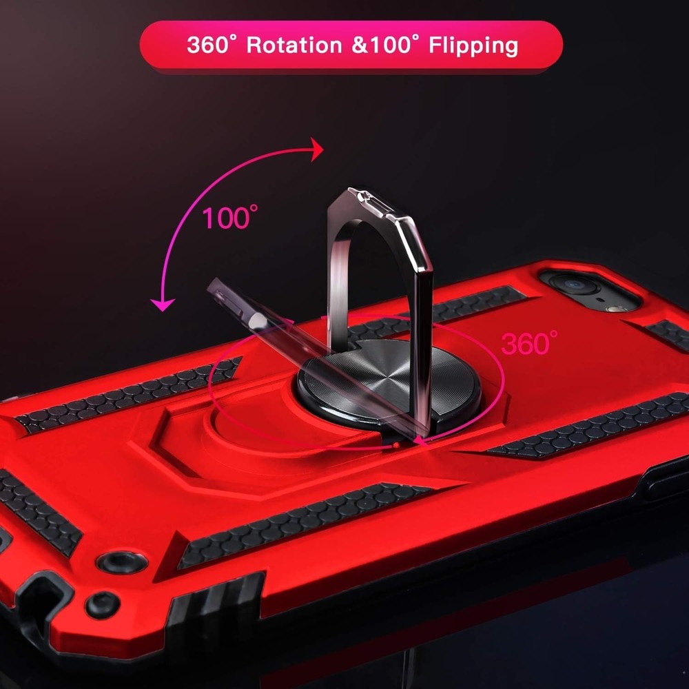Red Shockproof iPod Touch Case with 360° Kickstand & Car Mount Compatibility