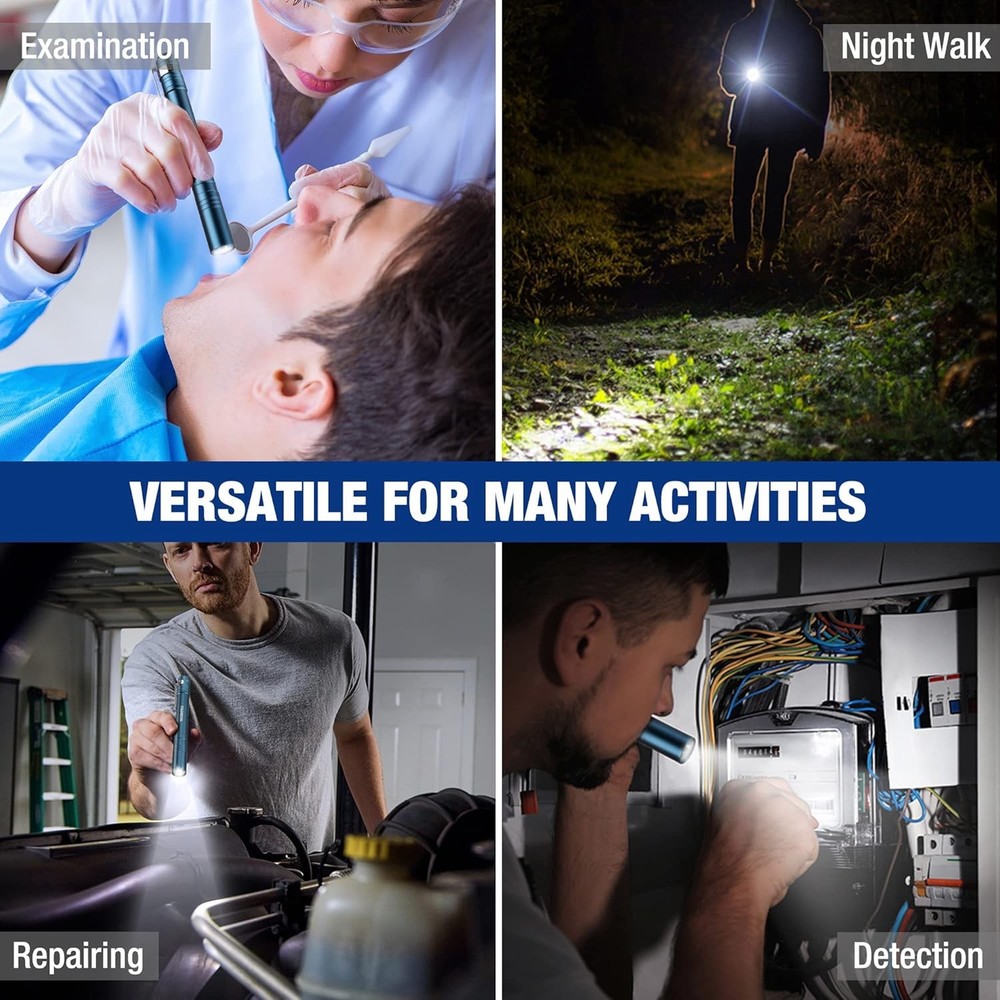 WORKPRO LED Pen Light, Aluminum Flashlights, Pocket Flashlight with Blue