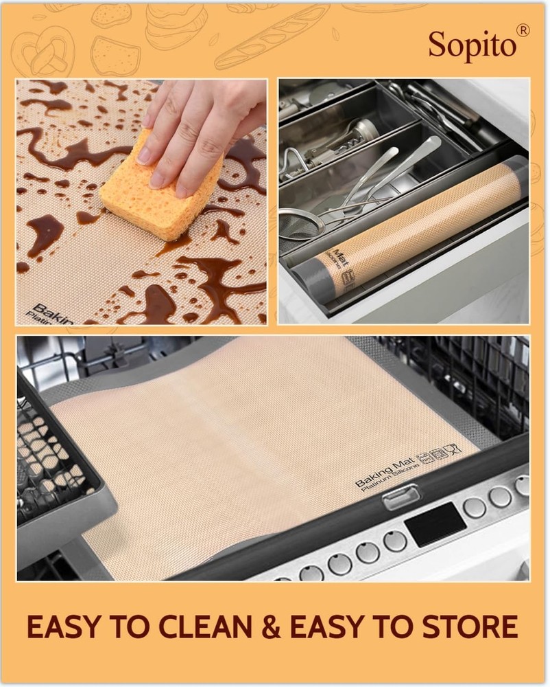 Sopito Silicone Baking Mat Set, 5 Non-Stick Sheets for Baking, Grey Color
