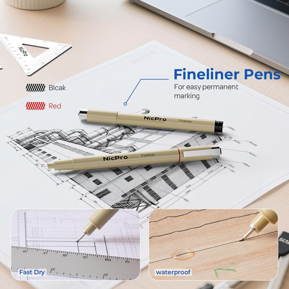 Nicpro 21PCS Professional Drafting Tools & Geometry Set with 21 PCS, Silverr