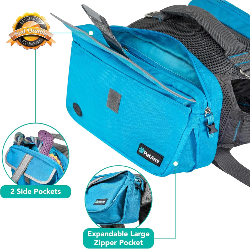 Dog Backpack Harness Medium Large Hiking Saddle Bag Pack Reflective