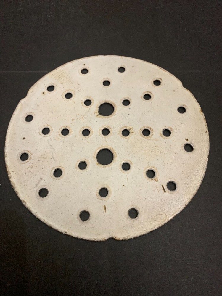 Antique Enamel White Disc Shaped Strainer 9.25 inches