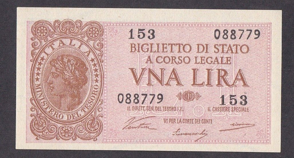 [UNC] 1944 Italy 1 Lira P-29a [B3]
