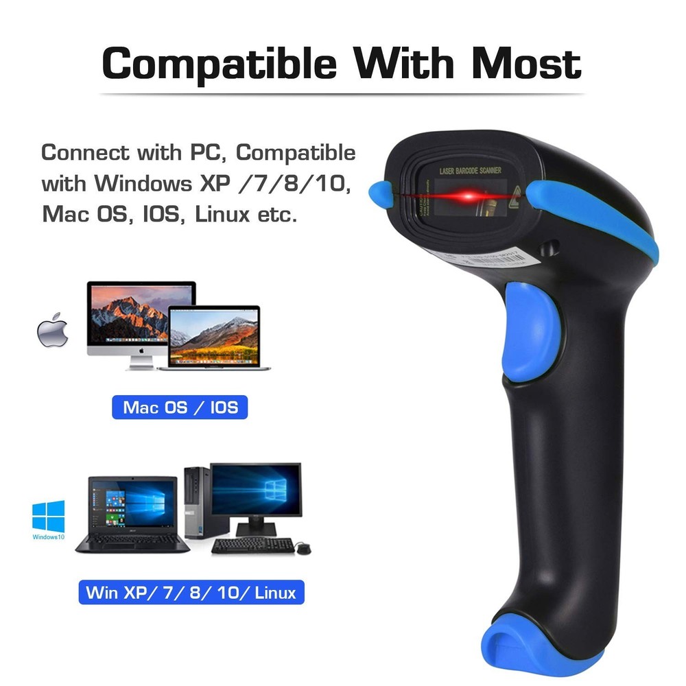 WoneNice 2.4G Wireless Barcode Scanner – 1D Handheld Cordless Barcode Read