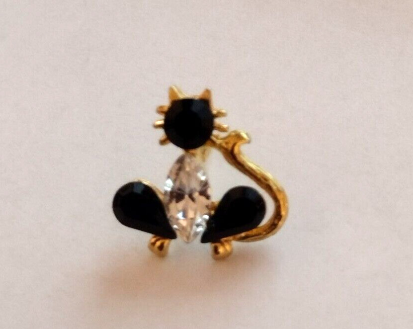 Black Cat Sparkling Accent Small Tack Pin