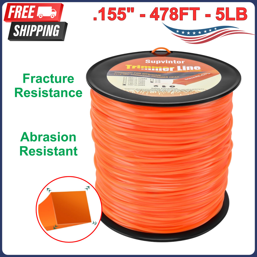 .155 Heavy Duty Square Trimmer Line 5LB - 478FT Commercial Weed Wacker String