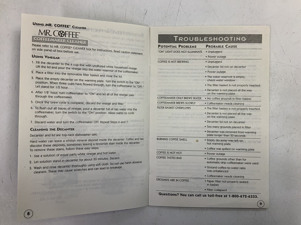 User Manual Mr Coffee Models TF4 & TF5 PreownedBookCom PreownedKitchenCom