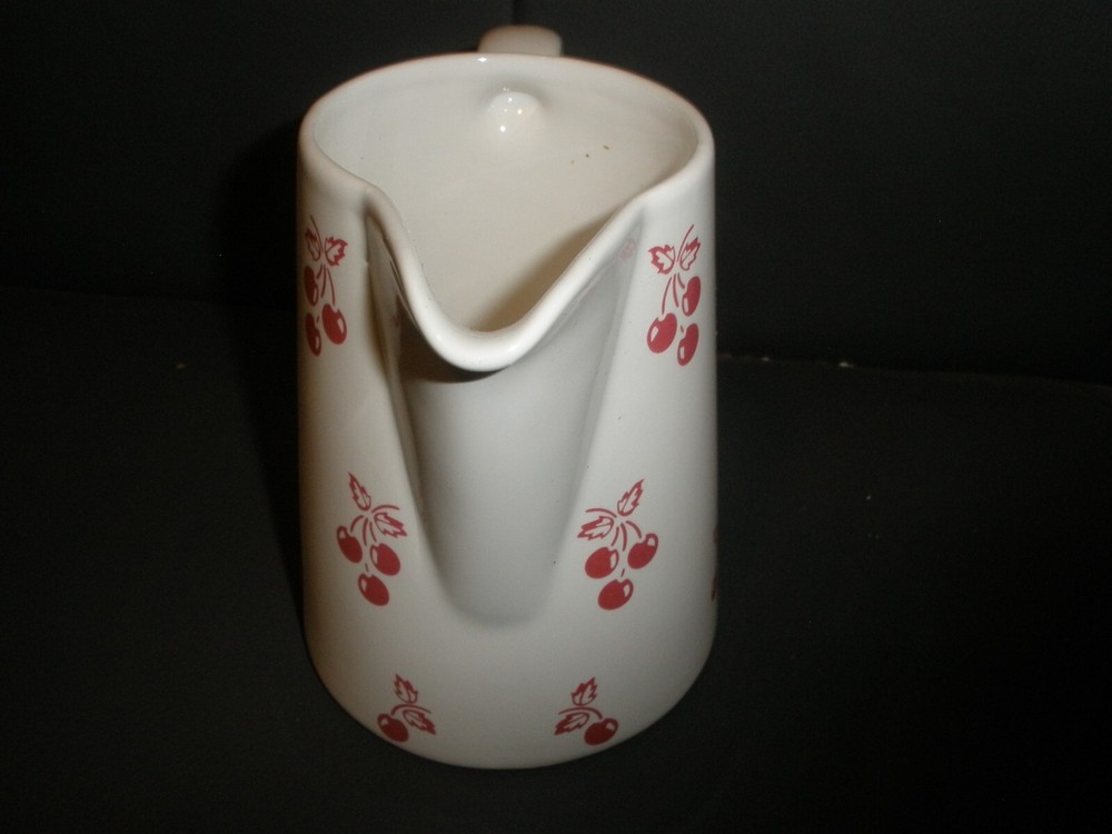 Hallmark Cherries White Pitcher 5" Tall EUC