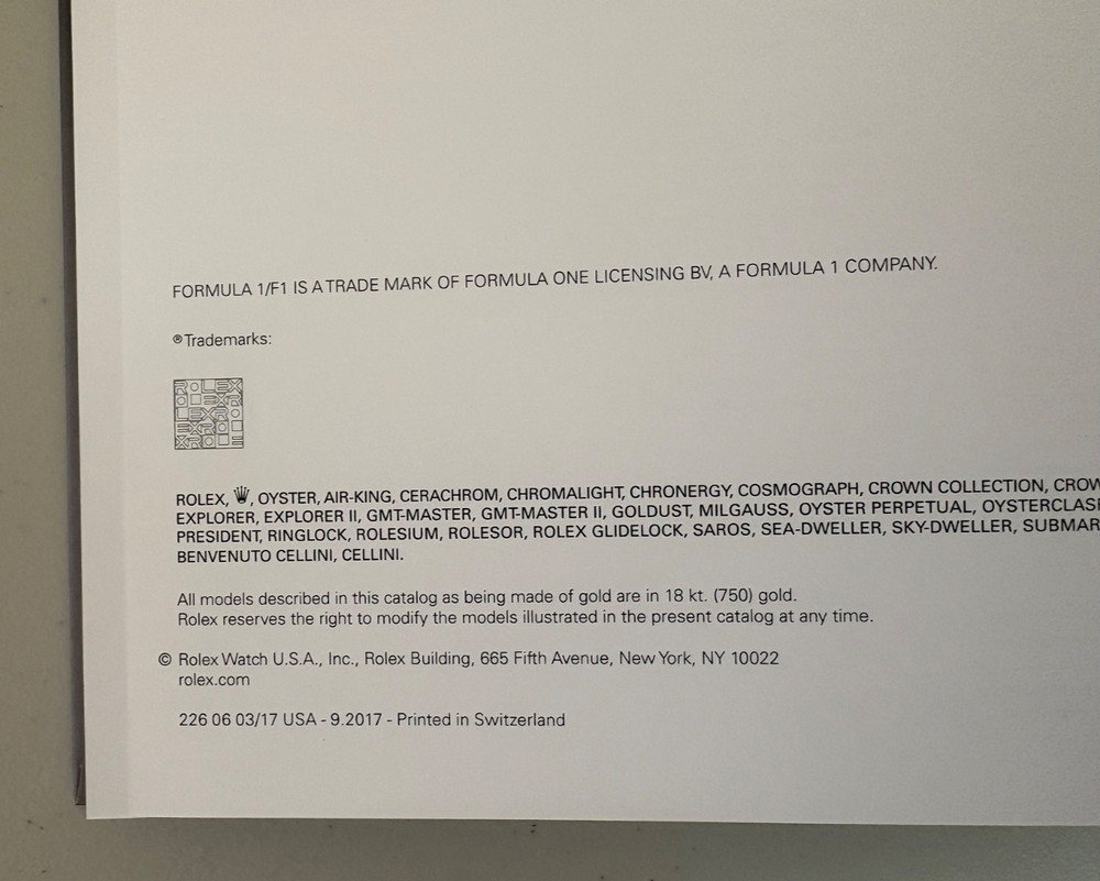 Rolex Watch Catalog Hardcover 2017