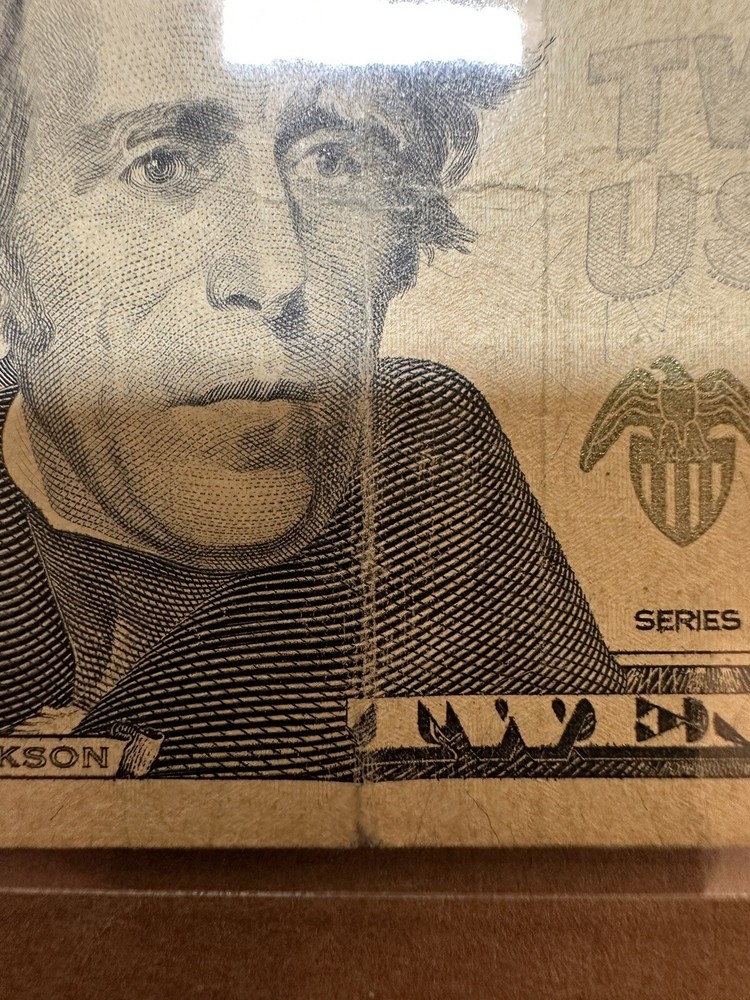 $20 BILL INK SMEAR ERROR & OVER INK BLEED THROUGH REVERSE