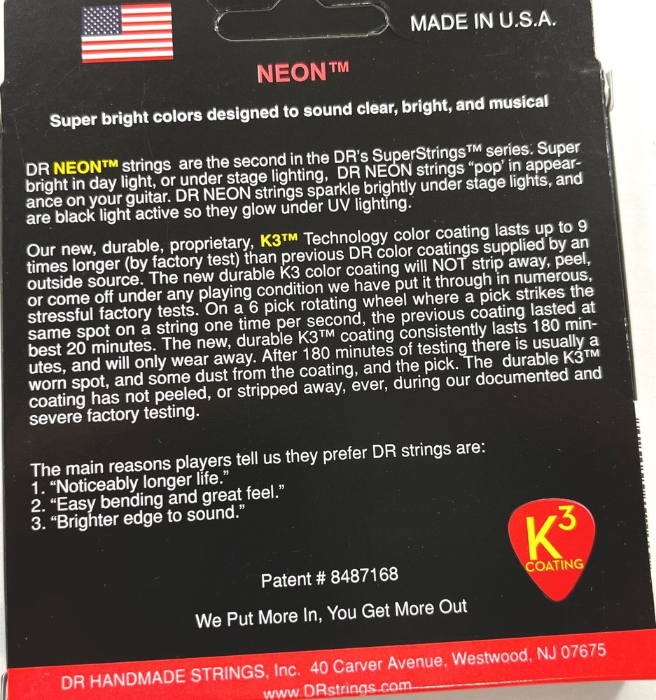 DR Strings Guitar Strings Electric Neon Red 10-46 Medium