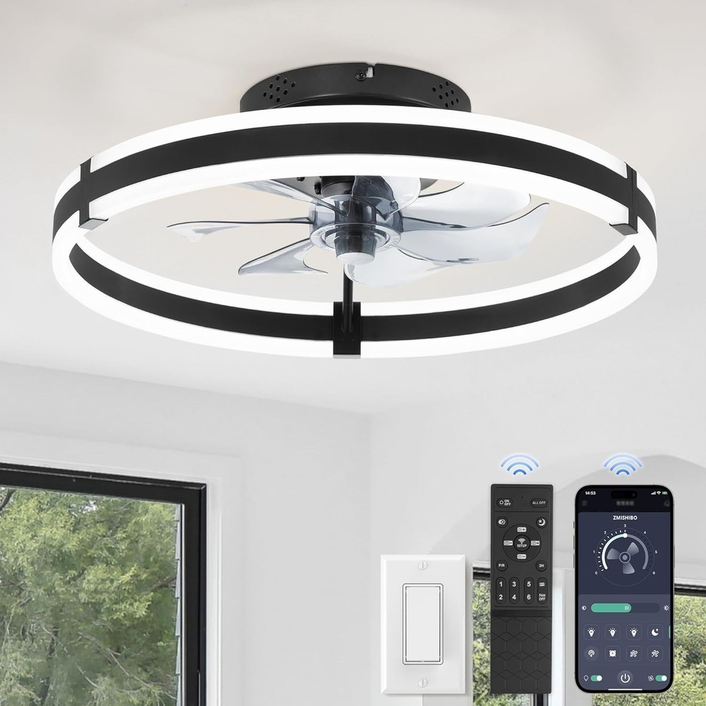 Compact 19.7'' Ceiling Fan with Remote Control & Adjustable LED Lighting Options