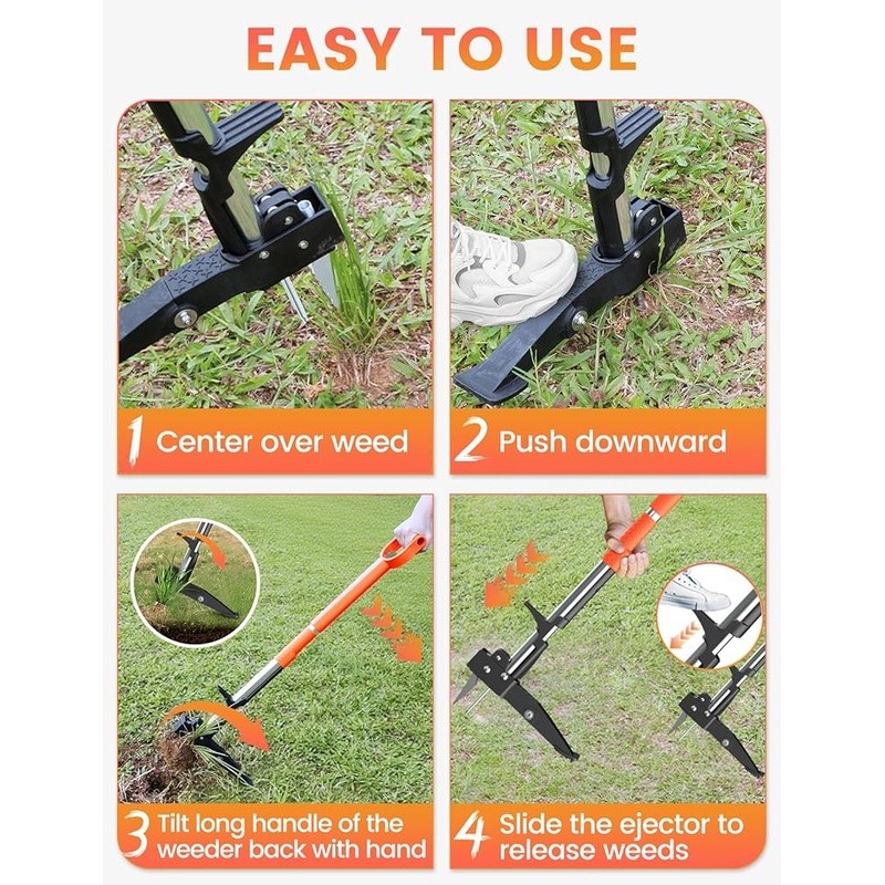 2-Pack Adjustable Weed Puller Tool Kit Heavy Duty Easy Eject Garden Weeder New