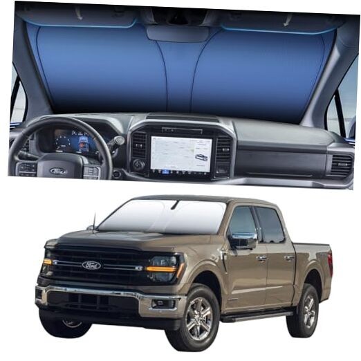 Windshield Sun Shade for Cars, Front Windshield Sunshade with Custom-Fit Medium