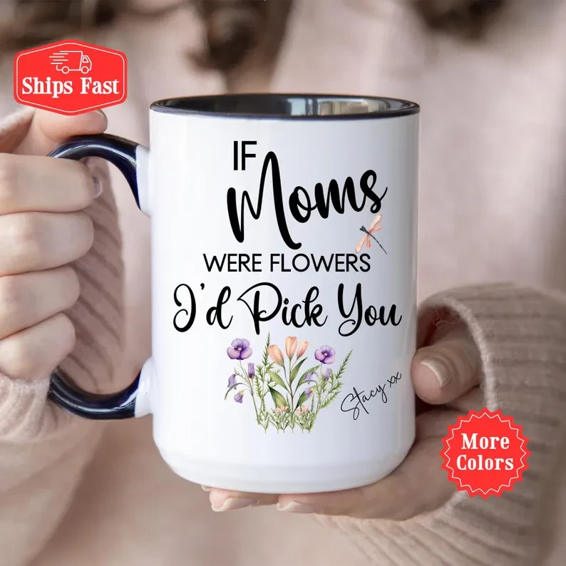 Personalized Mom Flower Mug Coffee Cup Gift
