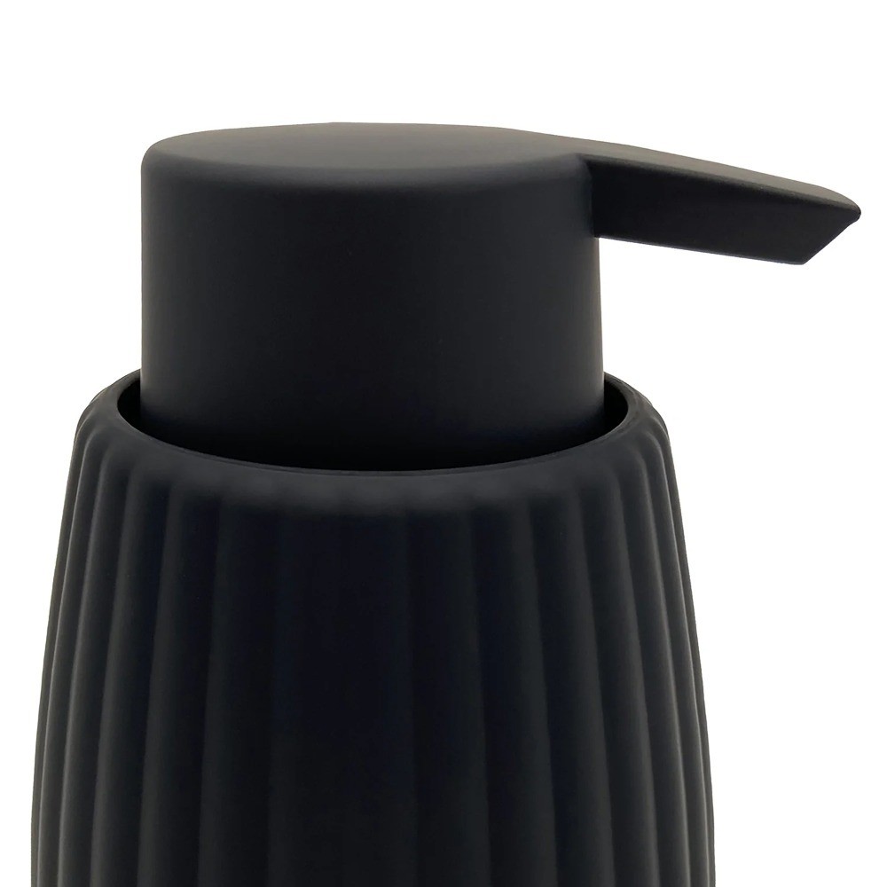 Rubberized Plastic Ribbed Soap Dispenser Pump in Black