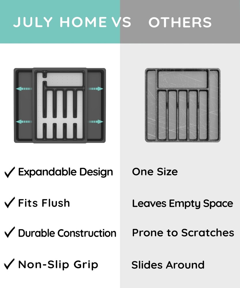 Expandable Kitchen Drawer Organizer Convenient Plastic Flatware Drawer Organizer