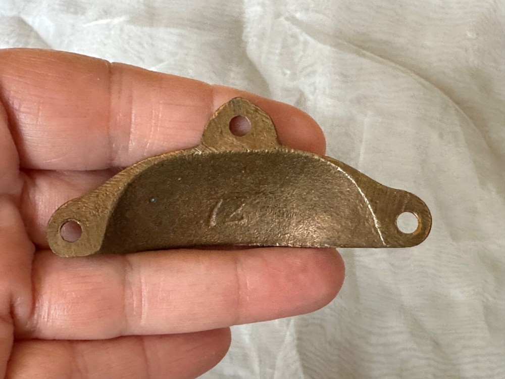 ANTIQUE Victorian Bronze Drawer Pull Apothecary Bin Cup Pull Hardware WG Creamer