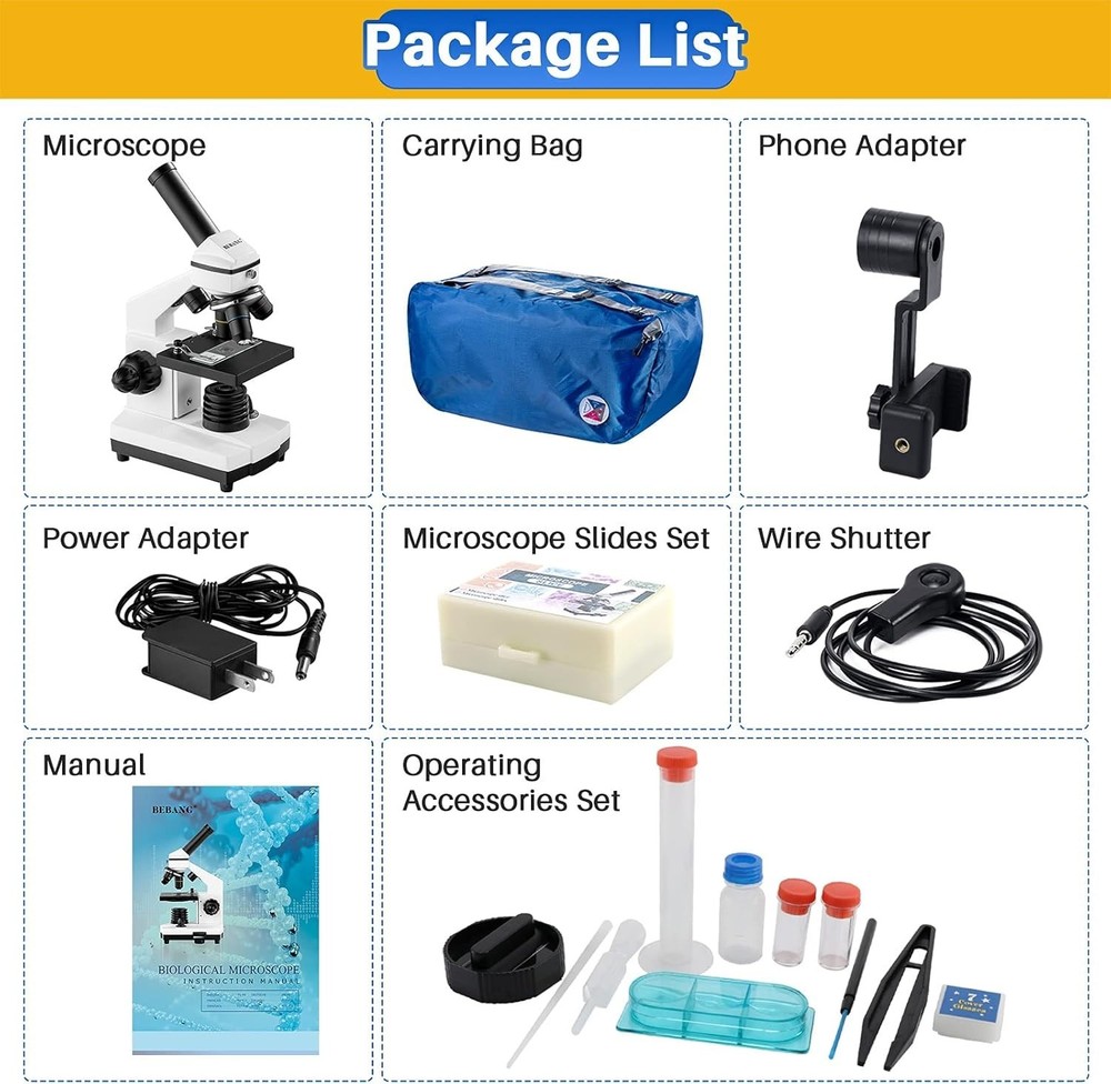 100X-2000X LED Compound Microscope Kit for Students and Hobbyists - Explore Life