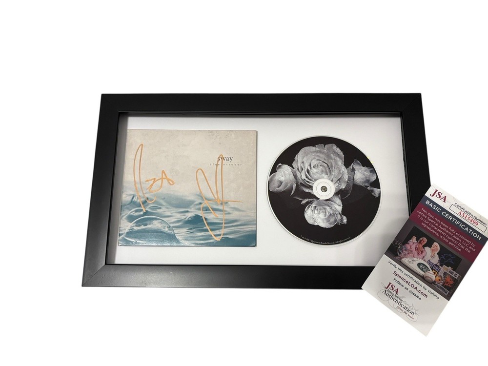 BLUE OCTOBER SIGNED AUTOGRAPH x2 SWAY FRAMED MATTED CD JUSTIN RYAN JSA CERT COA