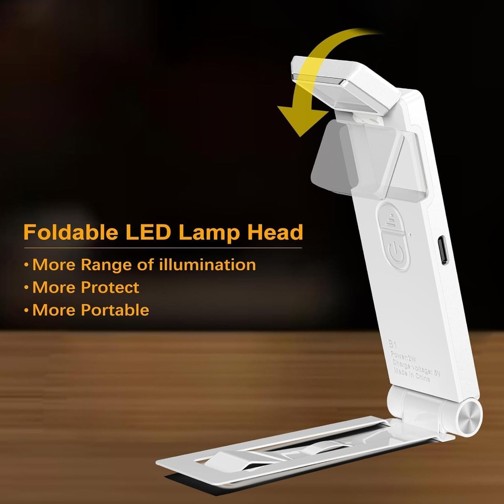Reading Light, USB Rechargeable Book Light for Reading in Bed,Foldable Clip-o...