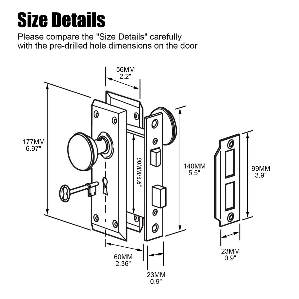 Newliplace Mortise Lock Set for Interior 1 Pack, Matte Black