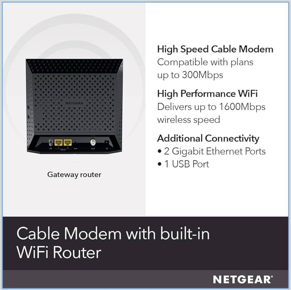 NETGEAR AC1600 WiFi Cable Modem Router