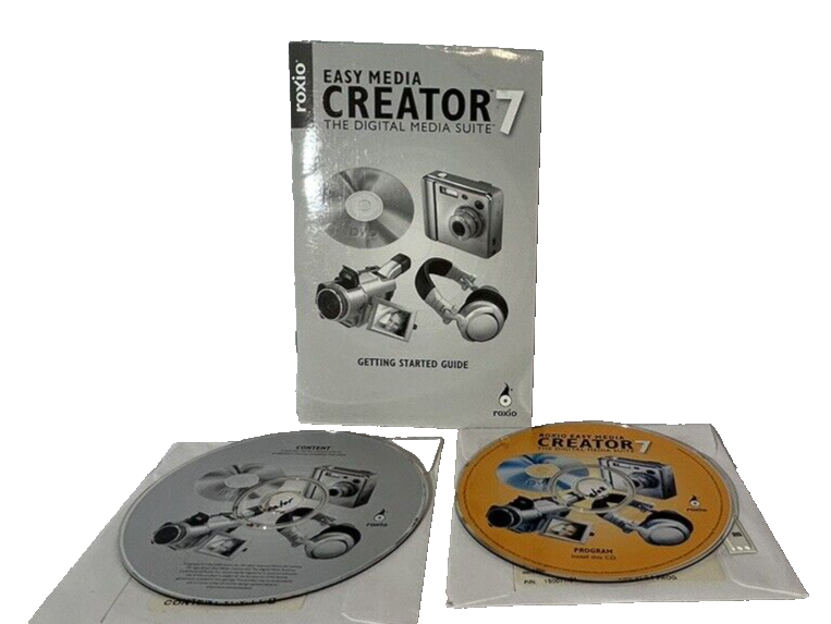 Roxio-Easy Media Creater 7- Digital Media Suite -PC With Discs- Manual-Key Code