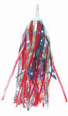 Sunlite Pom Pom Bicycle Handlebar Streamers Laser Red/Silver/Blue Pair