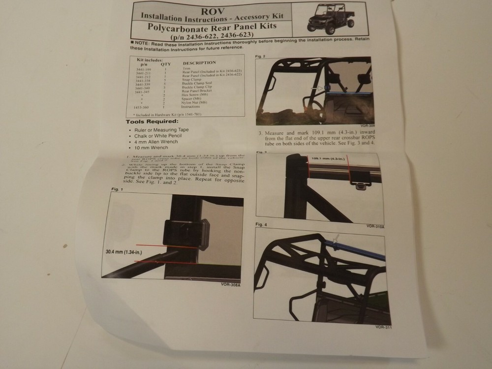 Arctic Cat Hard-Coated Polycarbonate Rear Panel Tracker Cushman Caterpillear