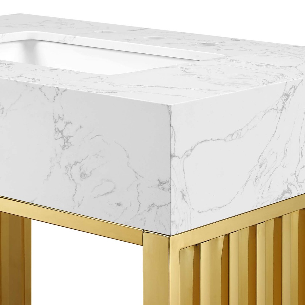 Modway Gridiron 30" Bathroom Vanity in White Gold